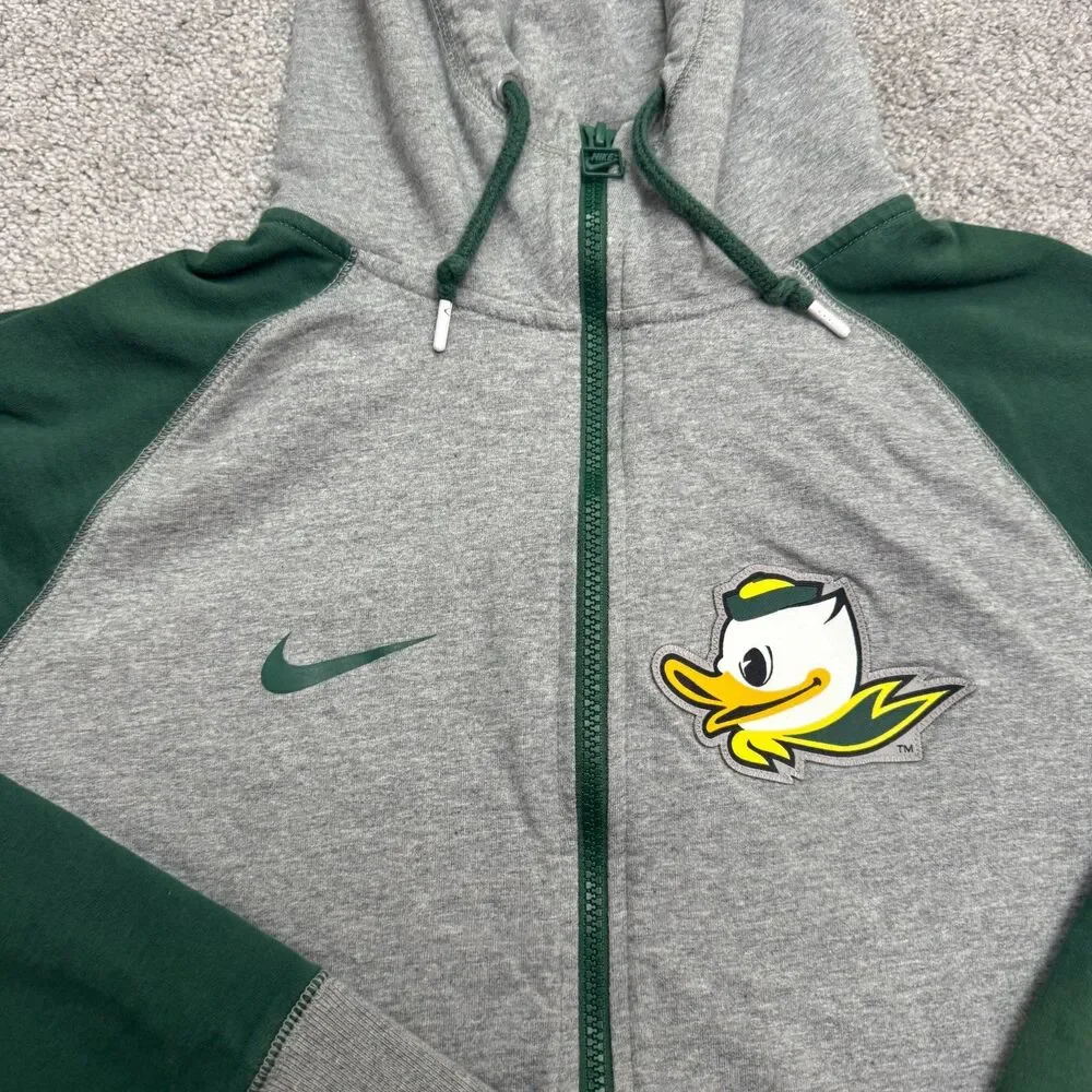 Nike Oregan Duck Full Zip Hoodie Sweatshirt Mens Large Gray Green Colorblock